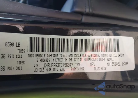 2015 Jeep Grand Cherokee Altitude из США, поврежденный, VIN 1C4RJFAG3FC796947